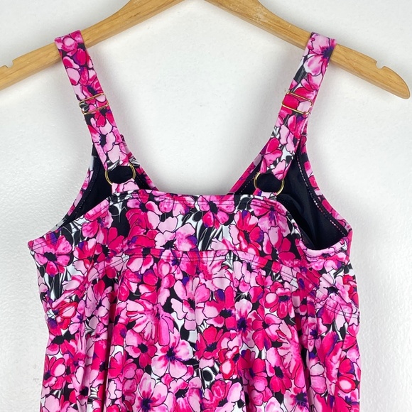 Fit 4 U V-Neck Babydoll Flyaway Swim Dress Pink - Picture 7 of 8